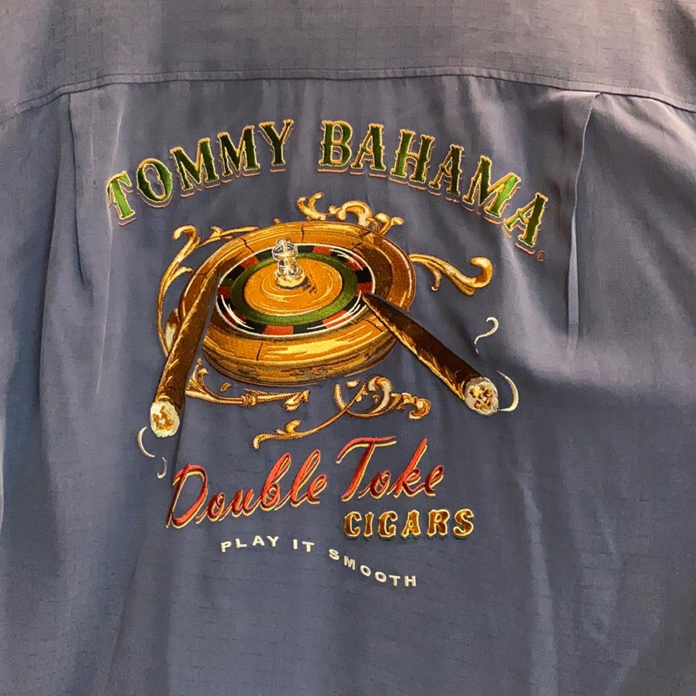 Tommy Bahama “Double take” button up shirt embroidered and stamped